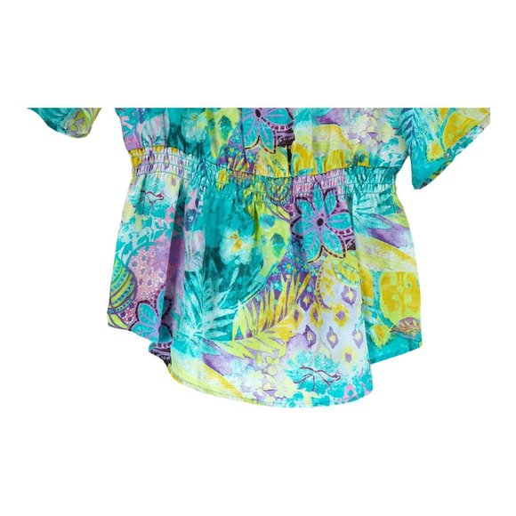 NEW OPTIONS MULTI-COLOR FLORAL DESIGN‎ SHORT SLEEVE TOP SIZE MEDIUM - Picture 6 of 8